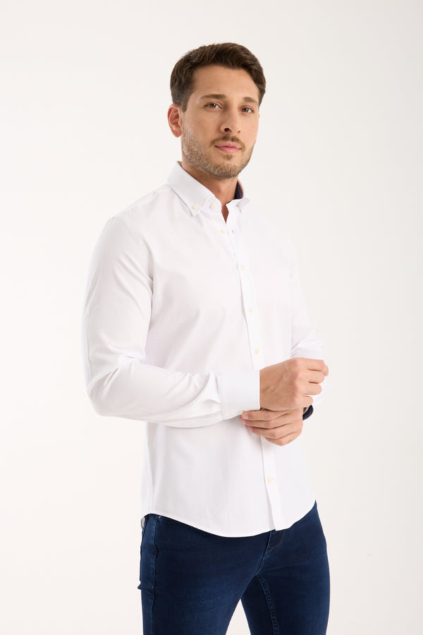 Camicia Uomo Leonardo Sport Armaturato Bianco Bianco