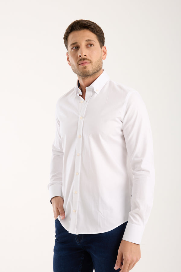 Camicia Uomo Leonardo Sport Armaturato Bianco Bianco