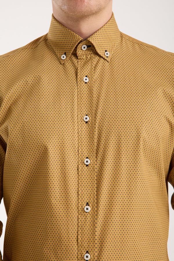 Leonardo Sport Cotton Man Shirt Yellow Grey