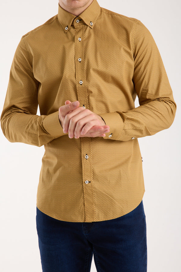 Leonardo Sport Cotton Man Shirt Yellow Grey