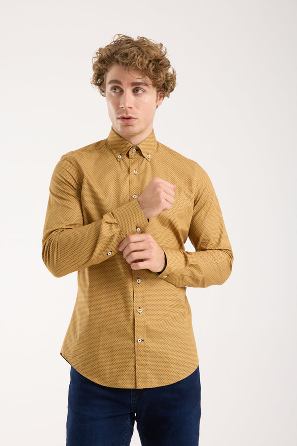 Leonardo Sport Cotton Man Shirt Yellow Grey