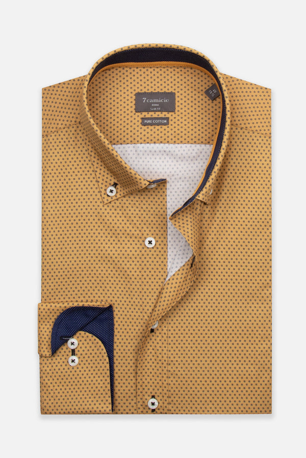 Leonardo Sport Cotton Man Shirt Yellow Grey