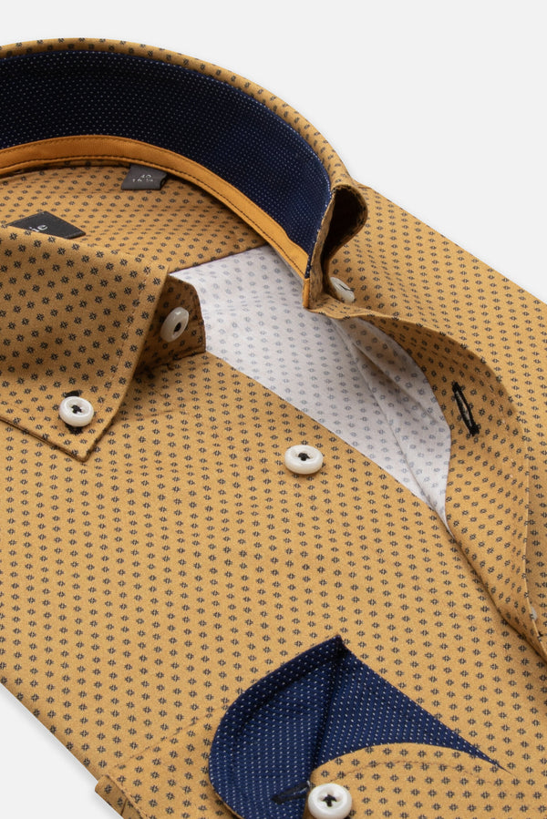 Leonardo Sport Cotton Man Shirt Yellow Grey