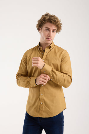 Chemise Homme Leonardo Sport Coton Jaune Gris