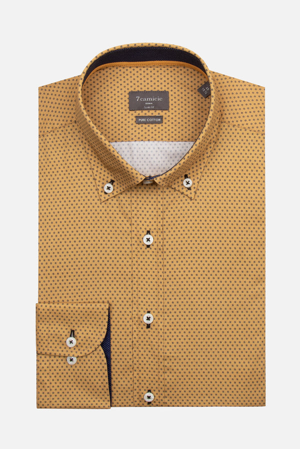 Leonardo Sport Cotton Man Shirt Yellow Grey