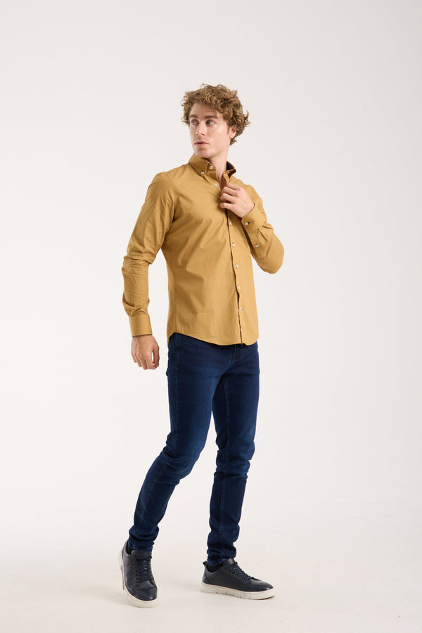 Leonardo Sport Cotton Man Shirt Yellow Grey