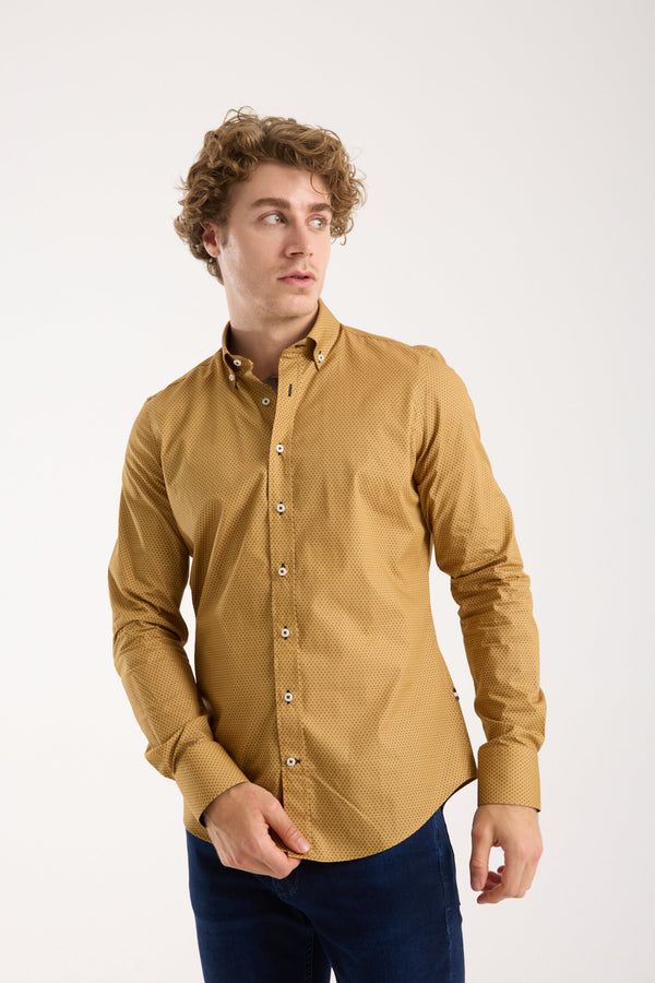 Leonardo Sport Cotton Man Shirt Yellow Grey
