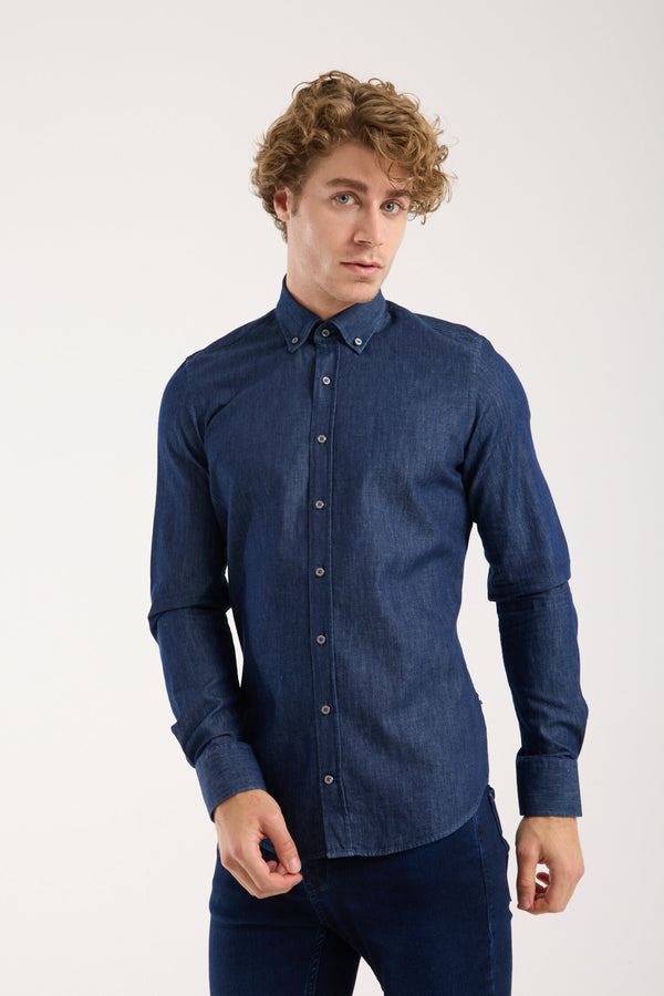 Leonardo Sport Herren Hemd Denim Blau