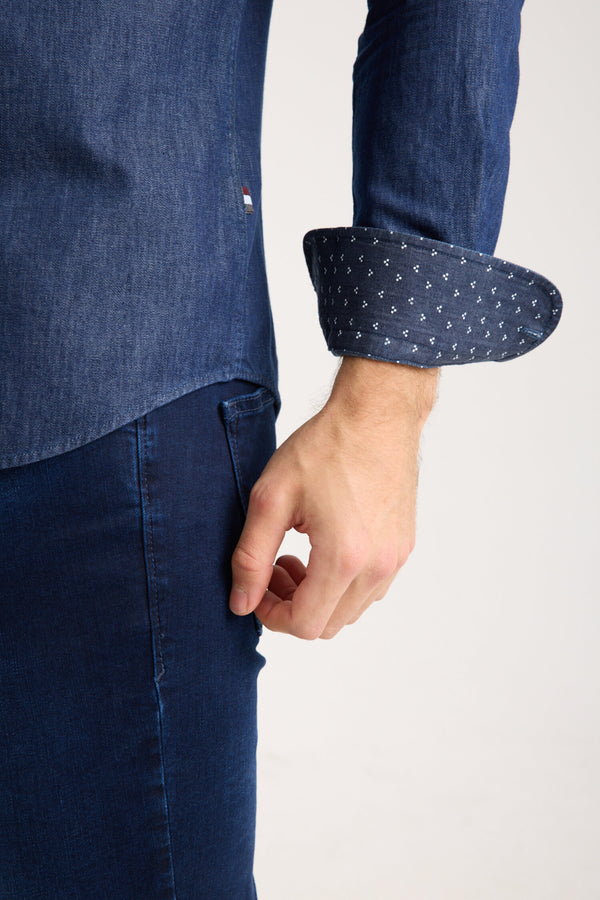 Leonardo Sport Herren Hemd Denim Blau