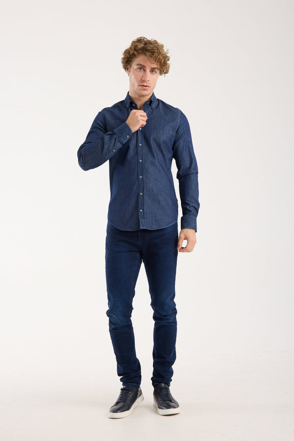 Leonardo Sport Herren Hemd Denim Blau