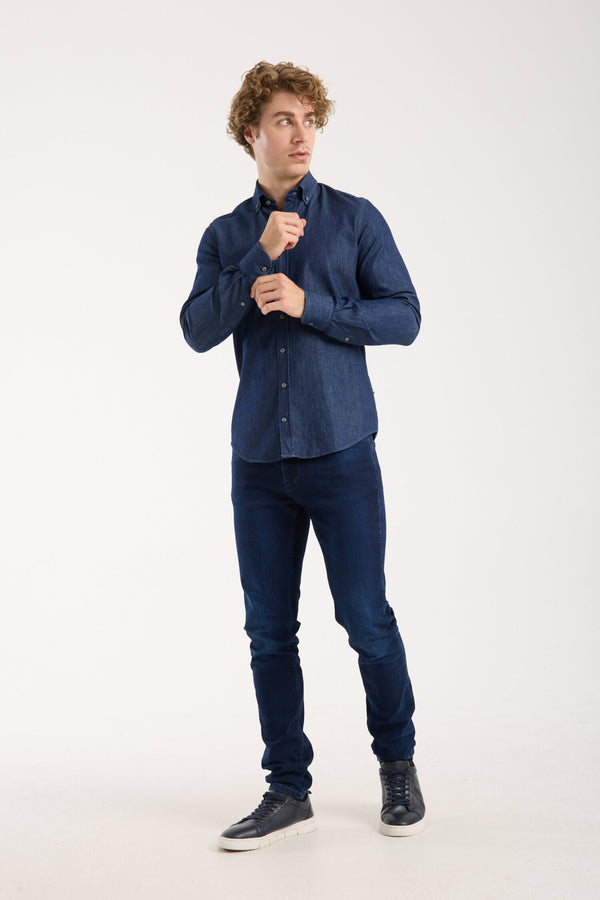 Leonardo Sport Herren Hemd Denim Blau