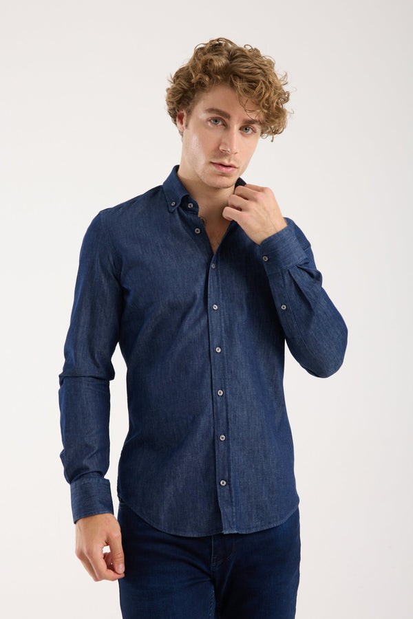 Leonardo Sport Herren Hemd Denim Blau