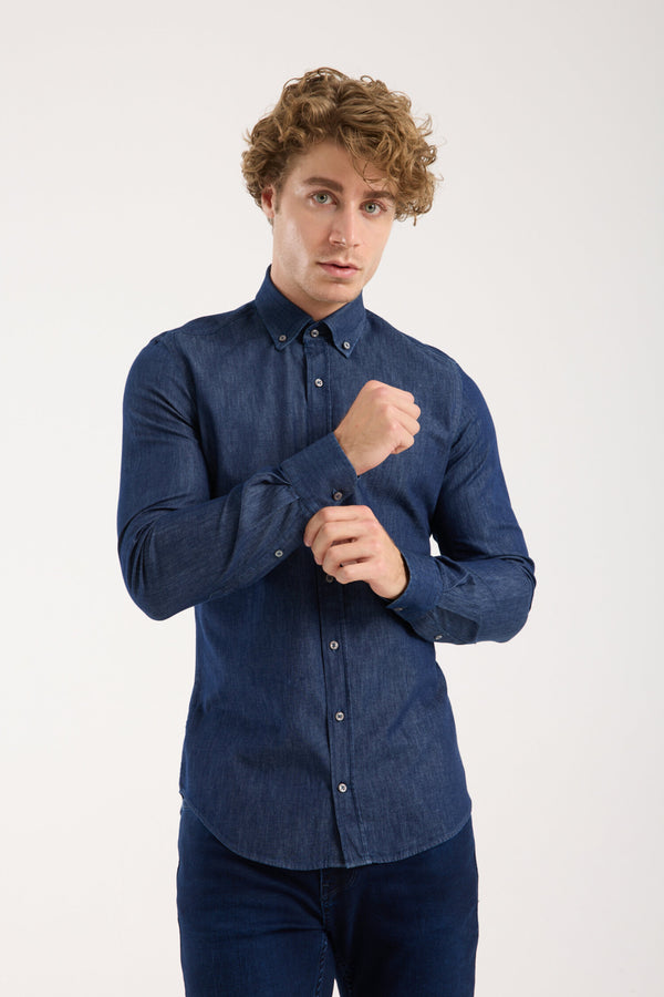 Leonardo Sport Herren Hemd Denim Blau