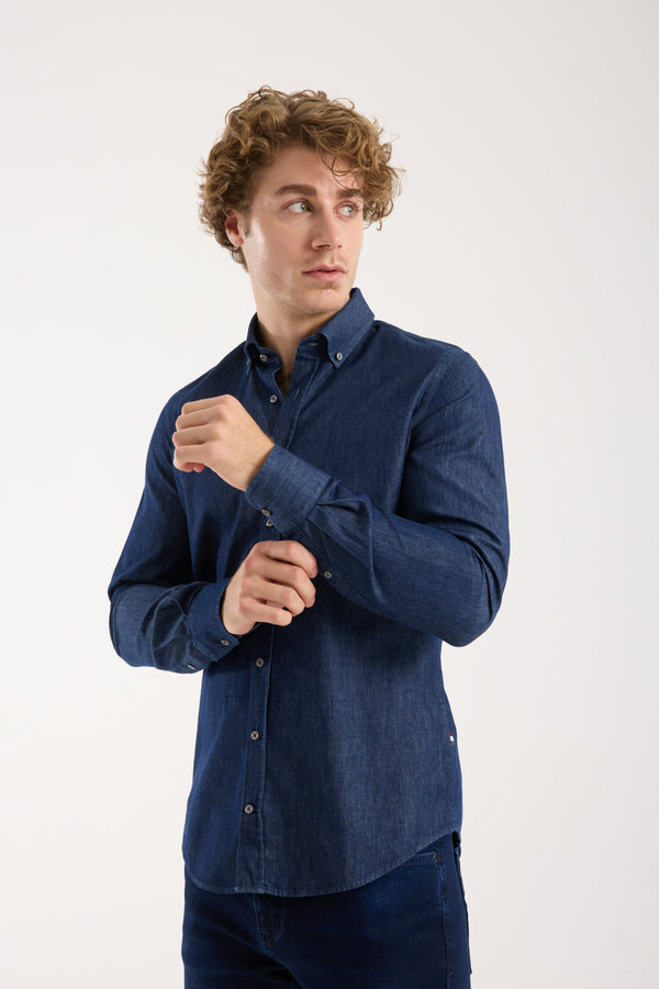 Leonardo Sport Herren Hemd Denim Blau