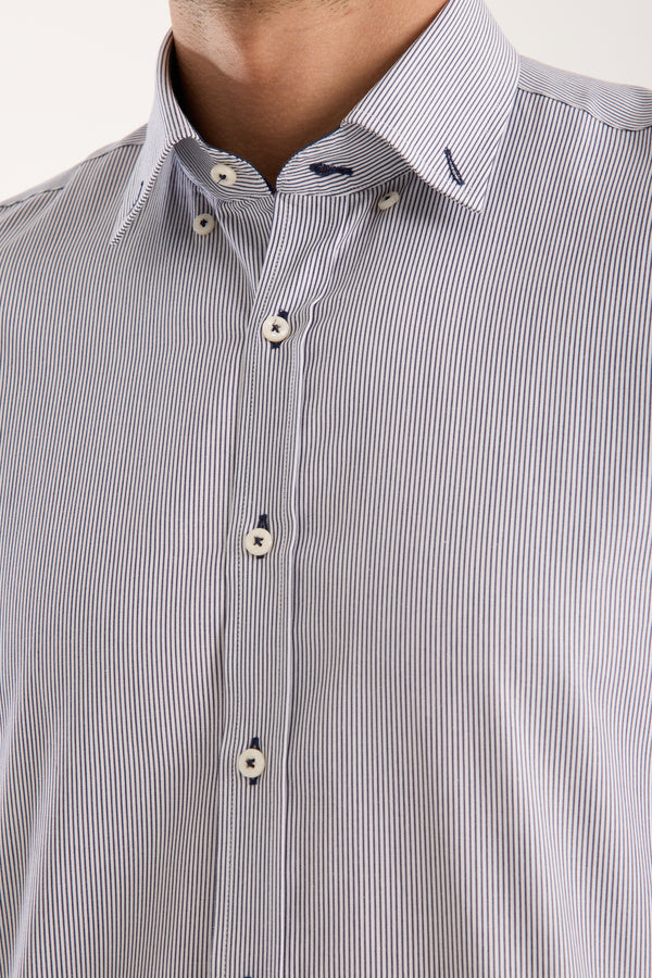 Leonardo Sport Poplin Man Shirt White Blue