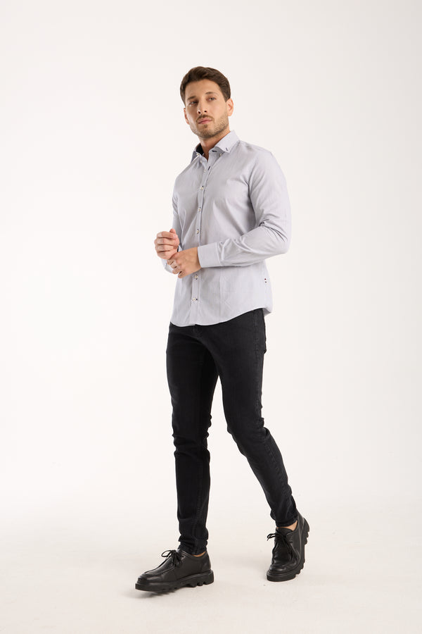 Leonardo Sport Poplin Man Shirt White Blue