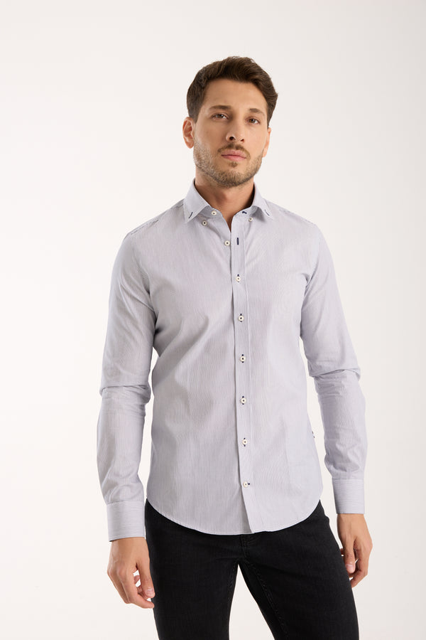 Leonardo Sport Poplin Man Shirt White Blue