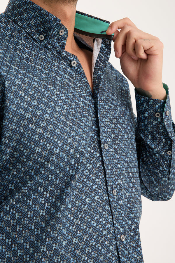 Camicia Uomo Leonardo Sport Popelin Stretch Blu Celeste