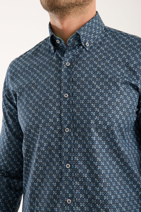 Camicia Uomo Leonardo Sport Popelin Stretch Blu Celeste