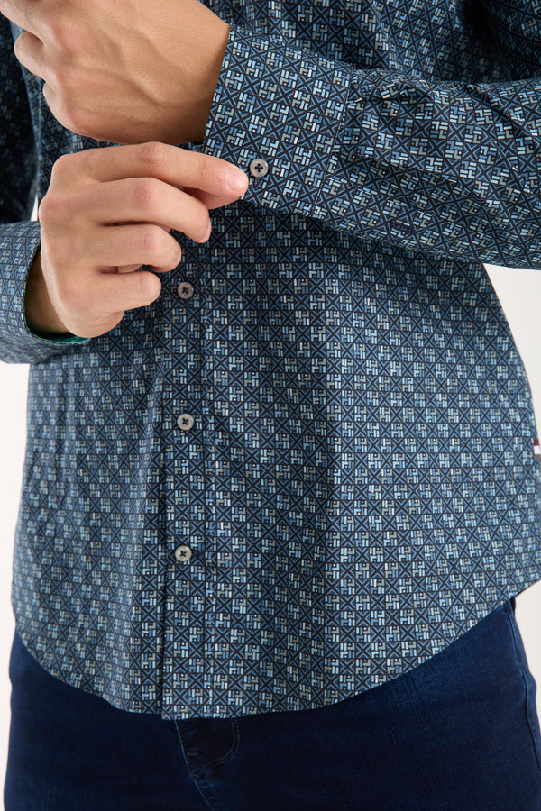 Camicia Uomo Leonardo Sport Popelin Stretch Blu Celeste
