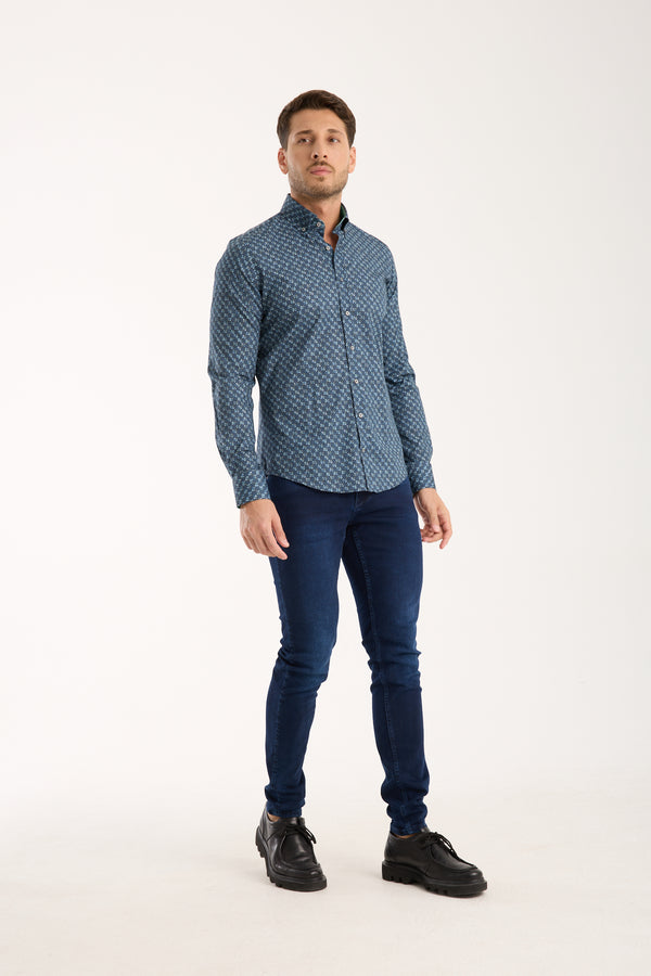 Camicia Uomo Leonardo Sport Popelin Stretch Blu Celeste