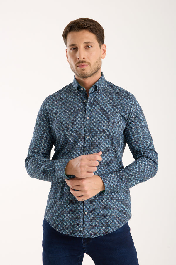 Camicia Uomo Leonardo Sport Popelin Stretch Blu Celeste