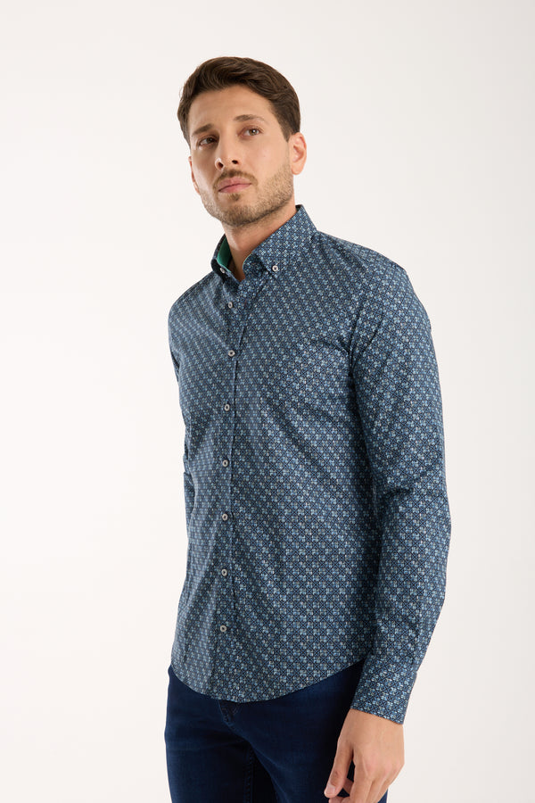 Camicia Uomo Leonardo Sport Popelin Stretch Blu Celeste