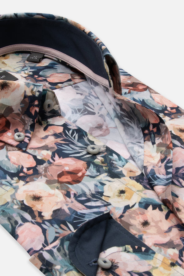 Leonardo Sport Poplin Stretch Man Shirt Blue Pink