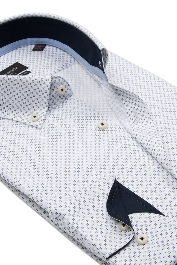 Leonardo Sport Herren Hemd Popelin Weiss Hellblau