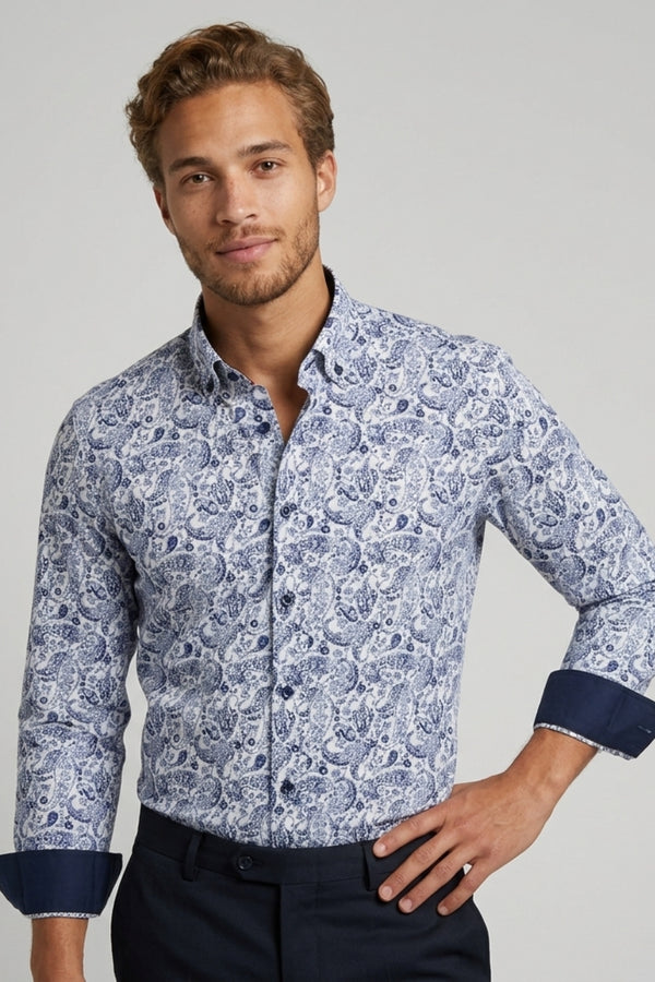 Leonardo Sport Poplin Men’s Shirt Blue Orange