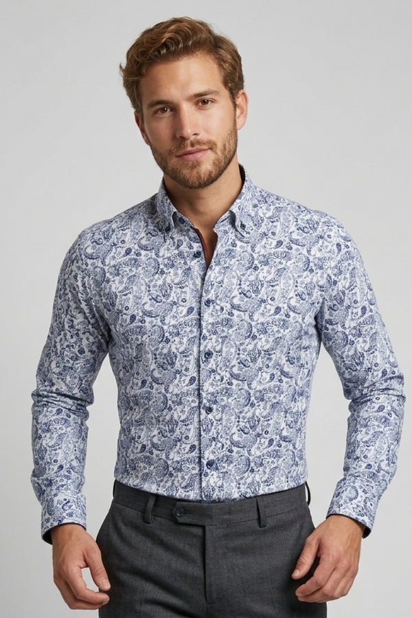 Leonardo Sport Poplin Men’s Shirt Blue Orange