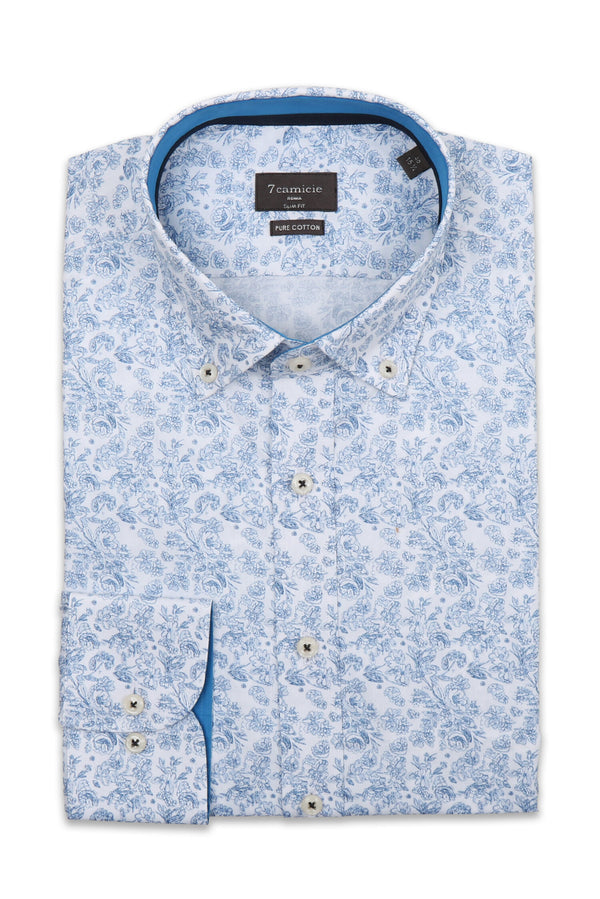 Leonardo Sport Herren Hemd Popelin Weiss Hellblau