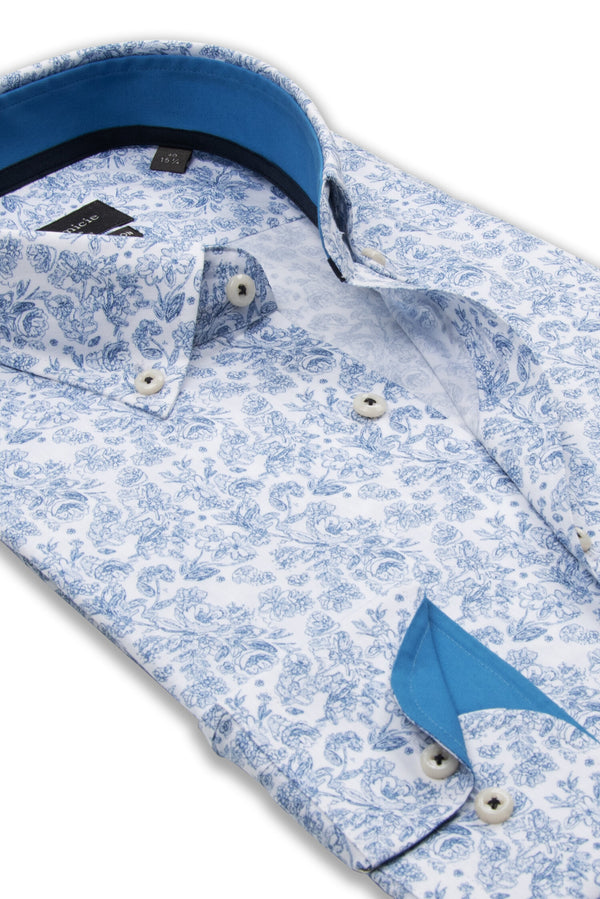 Leonardo Sport Herren Hemd Popelin Weiss Hellblau
