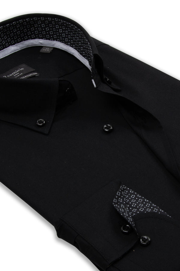 Leonardo Sport Herren Hemd Poplin Stretch Schwarz