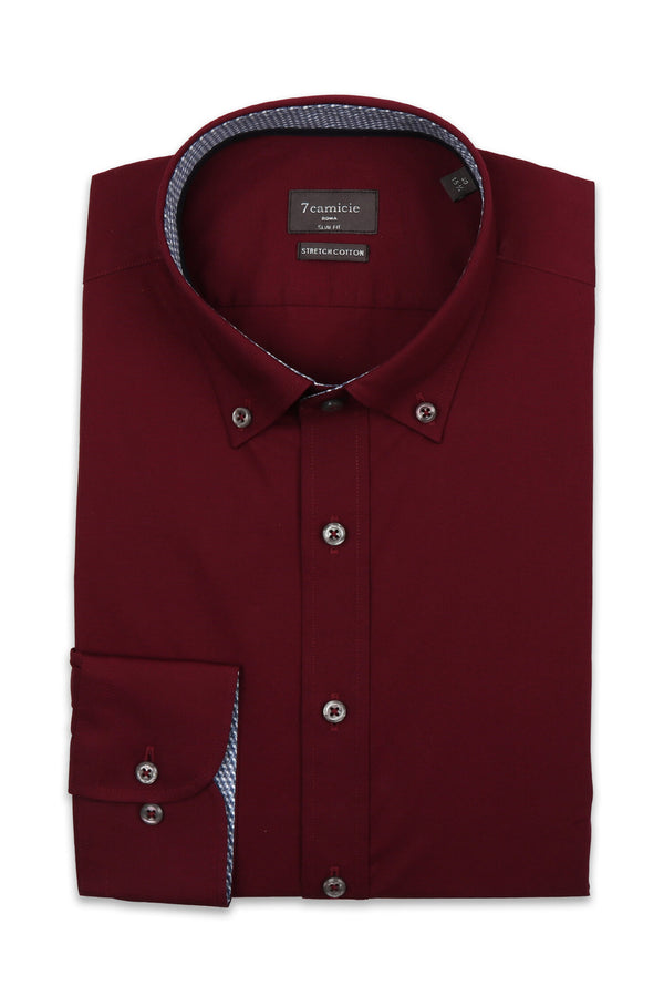 Leonardo Sport Herren Hemd Poplin Stretch Rot