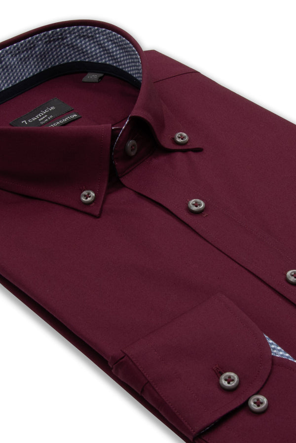 Leonardo Sport Herren Hemd Poplin Stretch Rot