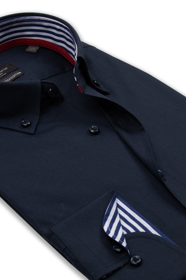 Leonardo Sport Herren Hemd Poplin Stretch Blau