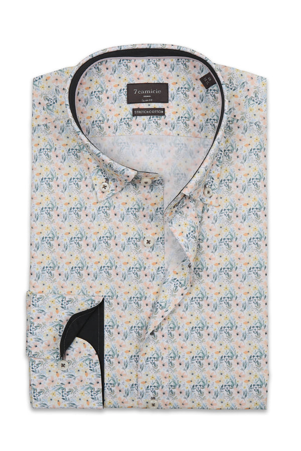 Leonardo Sport Herren Hemd Poplin Stretch Weiss Orange