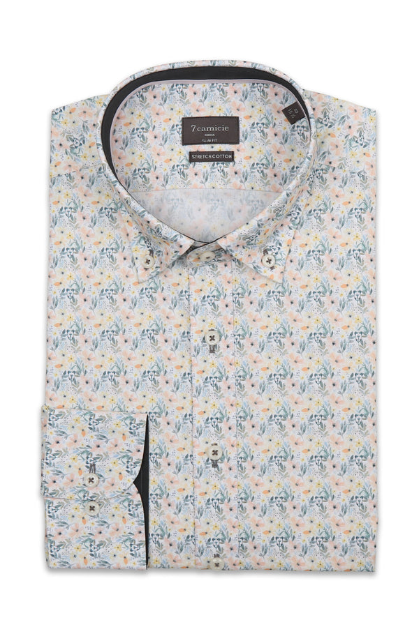 Leonardo Sport Herren Hemd Poplin Stretch Weiss Orange
