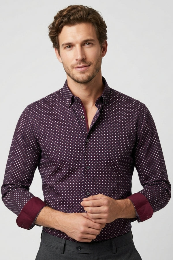 Leonardo Sport Herren Hemd Poplin Stretch Blau Rot