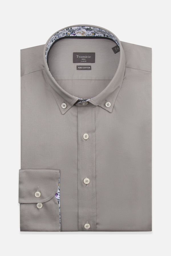 Camicia Uomo Leonardo Sport Satin Grigio Chiaro