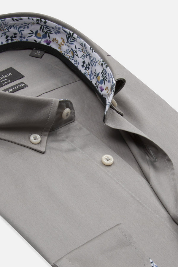 Camicia Uomo Leonardo Sport Satin Grigio Chiaro