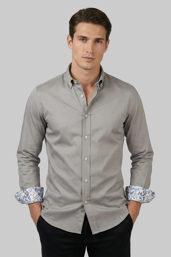 Camicia Uomo Leonardo Sport Satin Grigio Chiaro