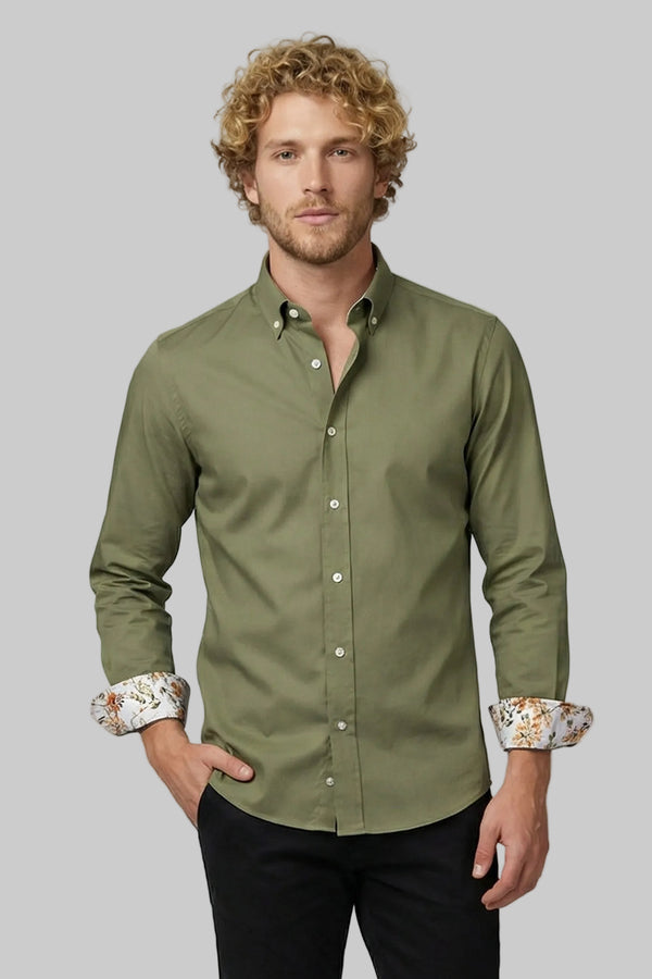 Camicia Uomo Leonardo Sport Satin Verde
