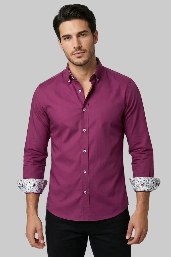 Camicia Uomo Leonardo Sport Satin Viola