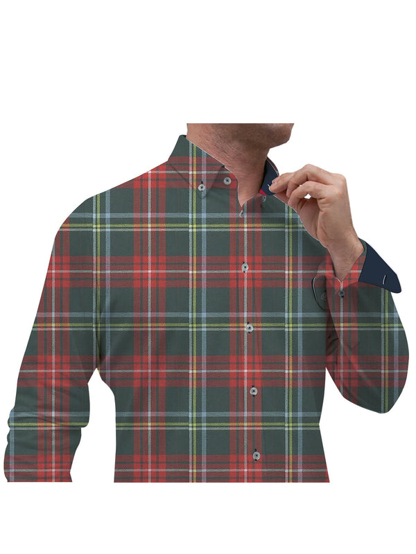Leonardo Sport Herren Hemd Twill Grun Rot