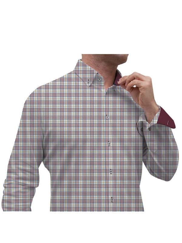 Leonardo Sport Herren Hemd Twill Rot Weiss