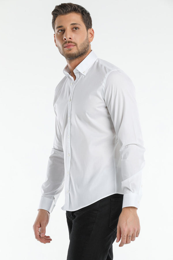 Leonardo Poplin Stretch Man Shirt White