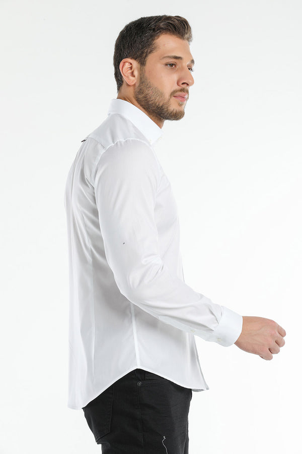 Camisa Hombre Leonardo Essential Popelin Stretch Blanco