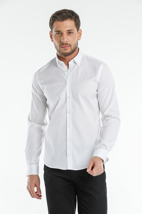 Chemise Homme Leonardo Essential Popelin Stretch Blanc